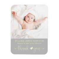 Merci Photo Faire-part de naissance gris jaune