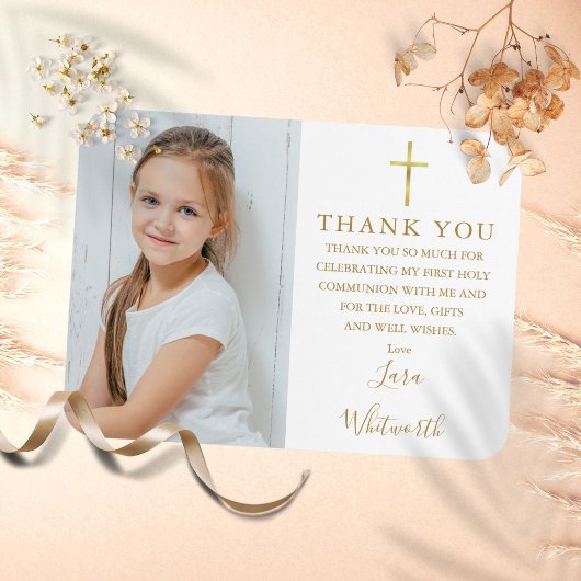 Magnet Flexible Merci photo Gold First Holy Communion