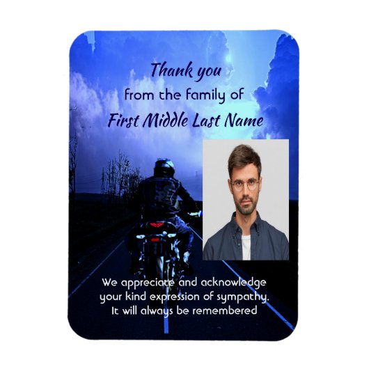 Magnet Flexible Merci photo Memorial Motorcycle Biker (Vertical)