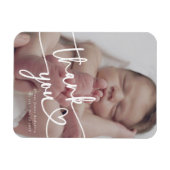 Magnet Flexible Merci photo minimal pour bébé moderne Script Coeur (Horizontal)