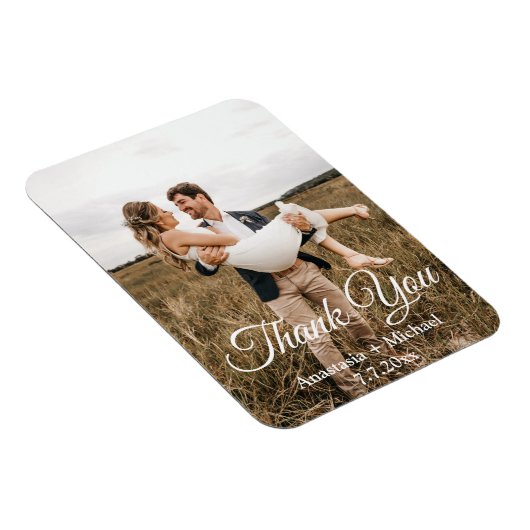Magnet Flexible merci, script classique, photo mariage (Côté Droit)