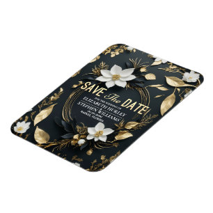 Magnet Flexible Mercredi de la couronne Florale blanche et or Enre