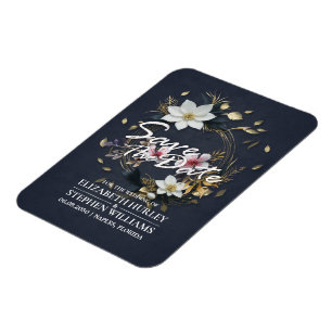 Magnet Flexible Mercredi de la couronne Florale blanche et or Enre