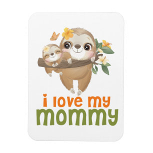 Magnet Flexible Mère et bébé fentes accroché à une branche j'aime