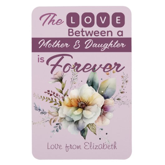 Magnet Flexible Mère et fille pour toujours mauve florale (Vertical)