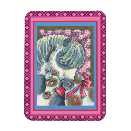 MAGNET FLEXIBLE MÈRE PONY & SA MORTE VALENTINE FILLY, CHEVAL (Vertical)
