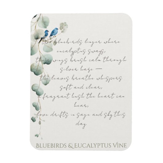Magnet Flexible Merles bleus et vigne d'eucalyptus (Vertical)
