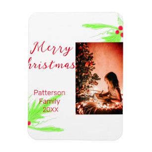 Magnet Flexible Merry Bright Christmas ajouter nom de famille bien