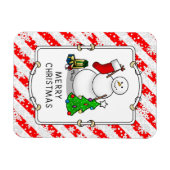 Magnet Flexible Merry Christmas 2 Tree Stocking Snowman (Horizontal)