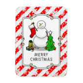 Magnet Flexible Merry Christmas 2 Tree Stocking Snowman (Vertical)