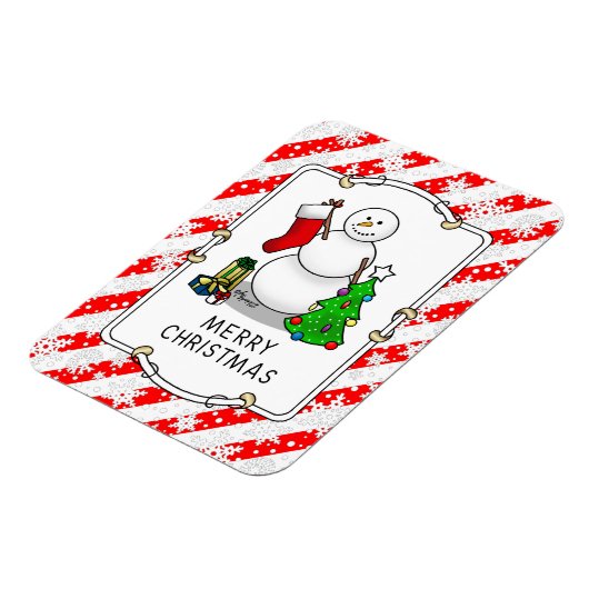 Magnet Flexible Merry Christmas 2 Tree Stocking Snowman (Côté Gauche)