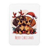 Magnet Flexible Merry Christmas Dachshund Dogs (Vertical)