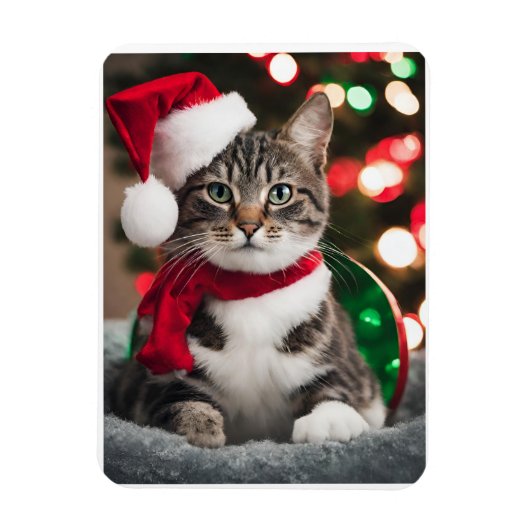 Magnet Flexible Merry Christmas with a cute kitten (Vertical)