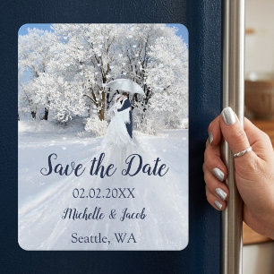 Magnet Flexible Merveilleux Save the Date d'hiver en Beaux-Arts