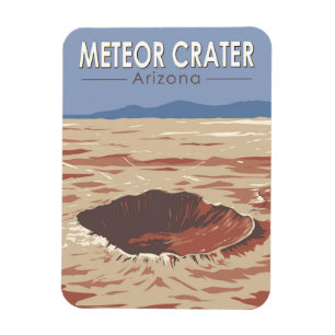 Magnet Flexible Meteor Crater Arizona Travel Art Vintage
