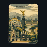 Magnet Flexible Mexico City Vintage Travel CDMX Minimalist<br><div class="desc">From the historic Zócalo to the leafy streets of Condesa, Mexico City is a masterpiece of culture and color. This minimalist art print on a magnet uses a retro color palette and clean lines to celebrate the architectural beauty and lively spirit of the Mexican capital. Whether you’re a traveler who...</div>