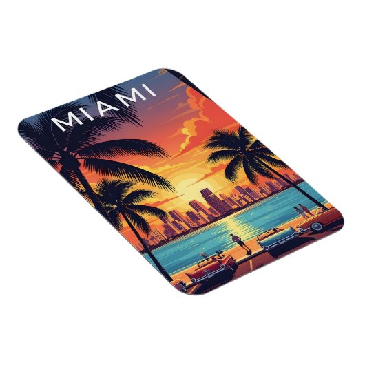 Magnet Flexible Miami Skyline Sunset (Côté Droit)