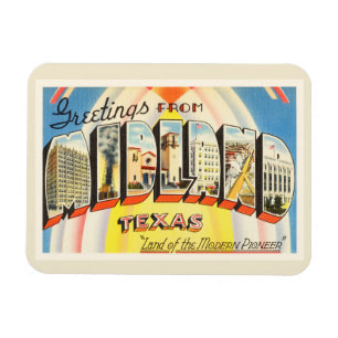 Magnet Flexible Midland Texas TX Vieux souvenir Vintage voyage
