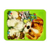 Magnet Flexible mignon chiot et chatons souriants (Horizontal)