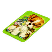 Magnet Flexible mignon chiot et chatons souriants (Côté Gauche)