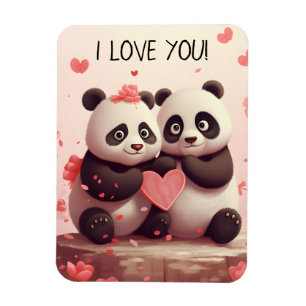Magnet Flexible Mignon Je t'aime Panda Valentine
