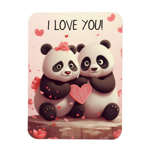 Magnet Flexible Mignon Je t'aime Panda Valentine (Vertical)