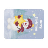 Magnet Flexible Mignonne bonhomme de neige tenant une étoile (Horizontal)