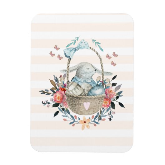 Magnet Flexible Mignonne lapin dans un panier avec des oeufs et de (Vertical)
