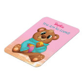 Magnet Flexible Mignonne Ours Manger Miel, Nom/Message de l'enfant (Côté Gauche)