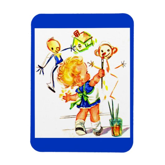 Magnet Flexible mignonne petite fille peinture sur le mur (Vertical)