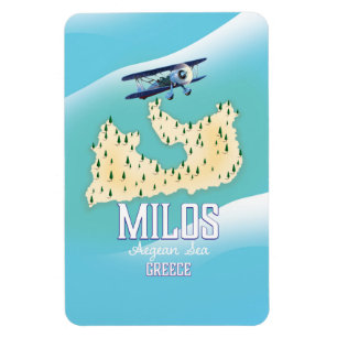 Magnet Flexible Milos, île grecque Carte art affiche de voyage.