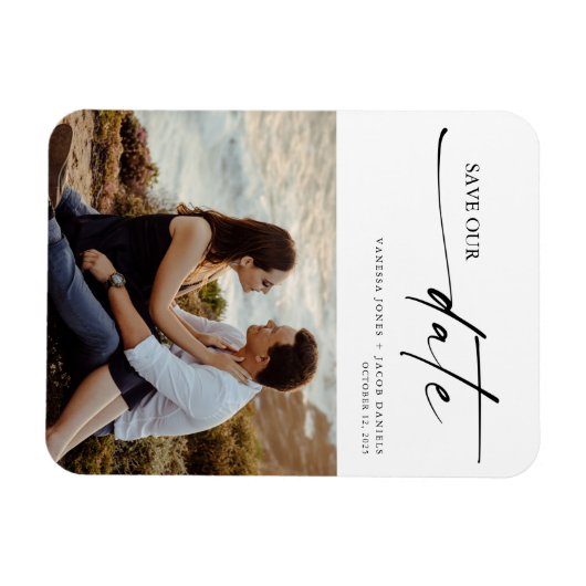 Magnet Flexible Minceur moderne Script Mariage photo Enregistrer T (Horizontal)