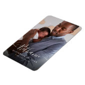 Magnet Flexible Mini blanc Script Baby Name Overlay Baby Photo (Côté Gauche)