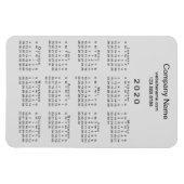 Magnet Flexible Minimal Grey Black 2020 Calendrier Nom de l'entrep (Horizontal)