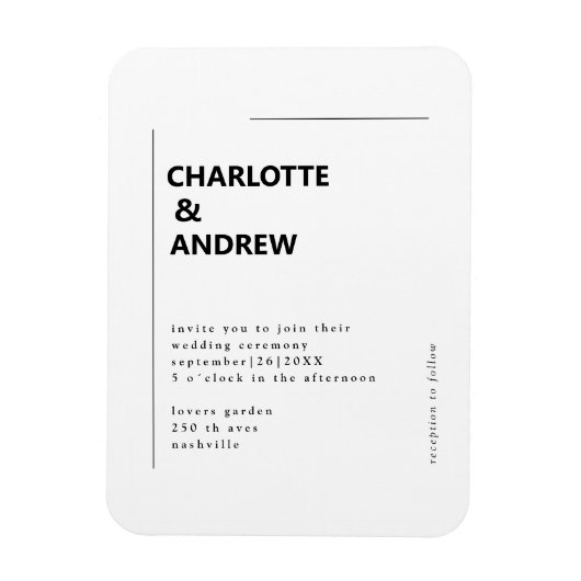Magnet Flexible Minimal, moderne Einladung Hochzeit Einladung (Vertical)