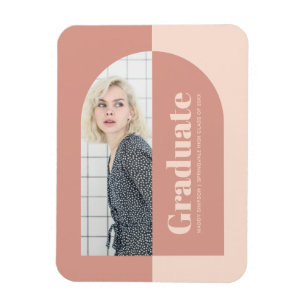 Magnet Flexible Minimalist Peach Pink Arch Photo Graduation Announ