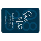 Magnet Flexible Minimaliste bleu Enregistrer la typographie de dat (Horizontal)