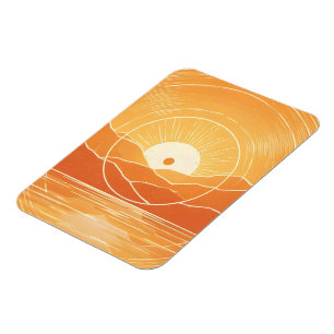 Magnet Flexible Minimaliste Zen Montagne Océan Rétro Coucher de so