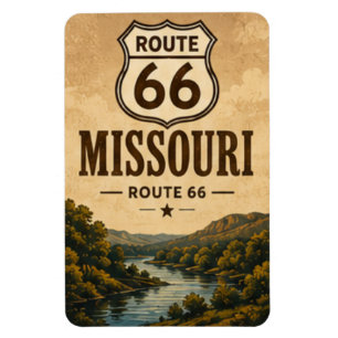 Magnet Flexible Missouri Route 66 Vallée de la rivière Voyage Art
