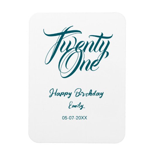 Magnet Flexible modèle bleu pour 21e anniversaire ajouter nom date (Vertical)