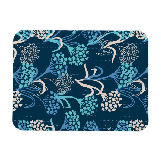 Magnet Flexible Modèle Floral Hydrangea stylisé - Bleu élégant (Horizontal)