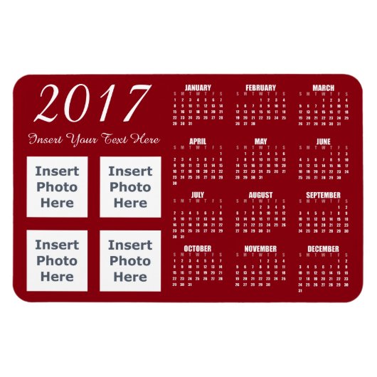 Magnet Flexible modèle magnétique du calendrier photo 2017 (Horizontal)