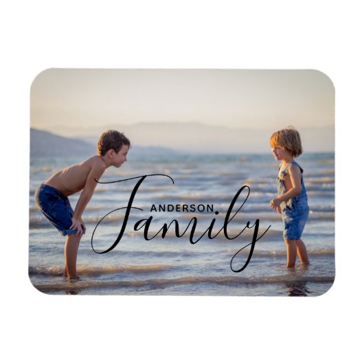 Magnet Flexible Modèle photo moderne simple Nom de famille personn (Horizontal)