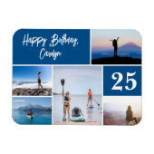 Magnet Flexible Modern Any Age Five Photo Collage Joyeux anniversa (Horizontal)