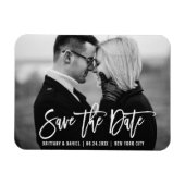 Magnet Flexible Modern Brush Script Trendy Save The Date Photo (Horizontal)