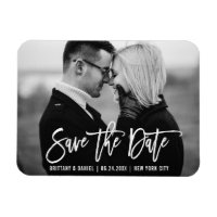 Modern Brush Script Trendy Save The Date Photo