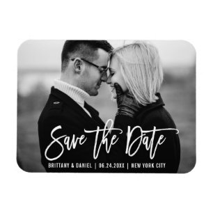 Magnet Flexible Modern Brush Script Trendy Save The Date Photo