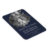 Magnet Flexible Modern Brushstroke Photo Save the Date Navy Blue (Côté Droit)