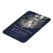 Magnet Flexible Modern Brushstroke Photo Save the Date Navy Blue (Côté Gauche)