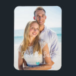 Magnet Flexible Modern Chic Turquoise Heart Photo Couple Save Date<br><div class="desc">Modern Chic Turquoise Heart Photo Couple Save the Date Magnet. IMPORTANT NOTICE: This design is part of a collection and has other coordinated elements that you can find in my store. Sometimes it can be difficult to aesthealign and texts or initials on the designs, if so tell me and I'll...</div>